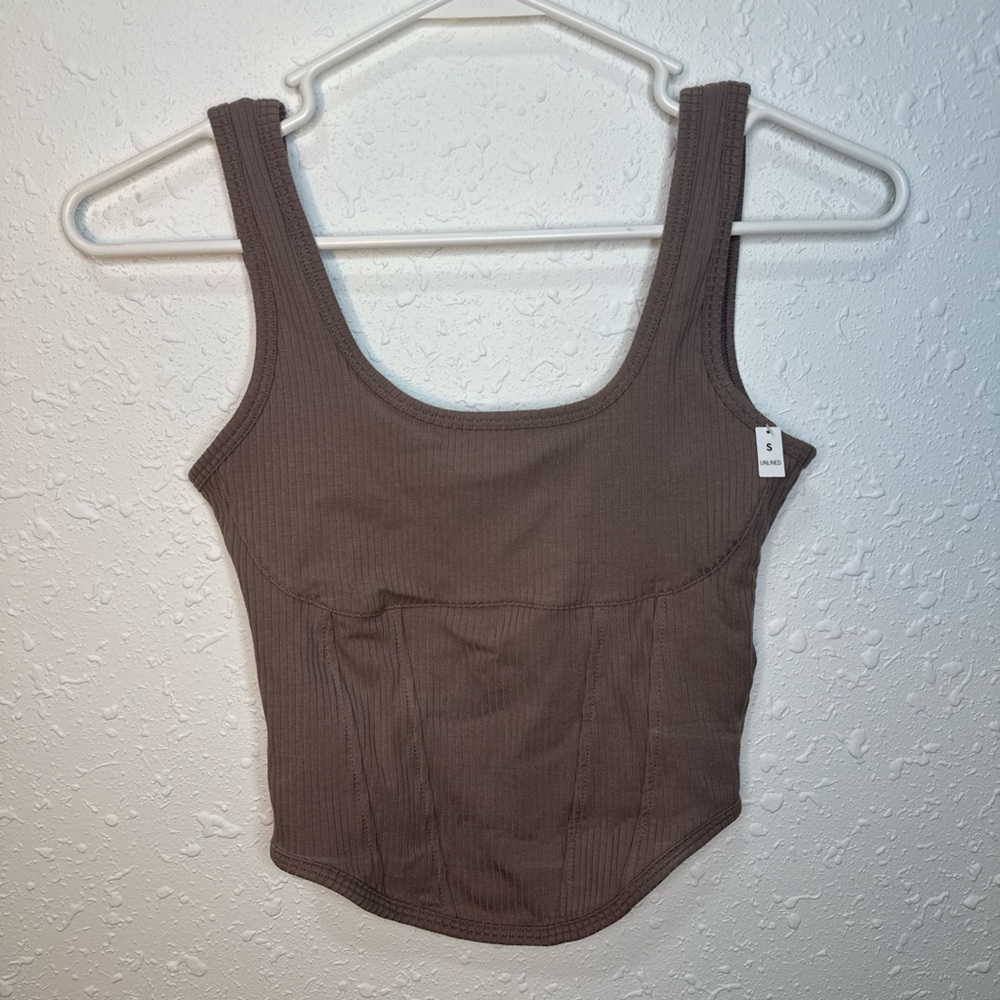 NWT PINK Victoria's Secret Brown Ribbed Tank Top